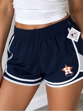 MLB Houston Astros Navy and White Women's Athletic Shorts